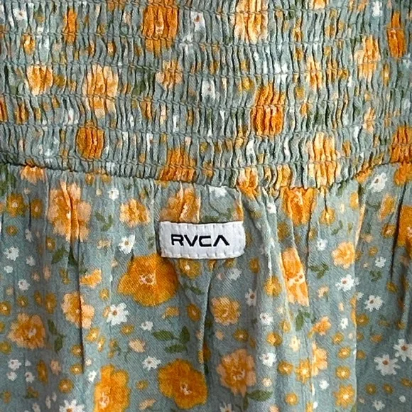 RVCA floral high neck trigger mini dress with smocked bust shale color NWT SZ XS - Picture 9 of 12